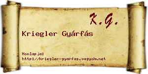 Kriegler Gyárfás névjegykártya